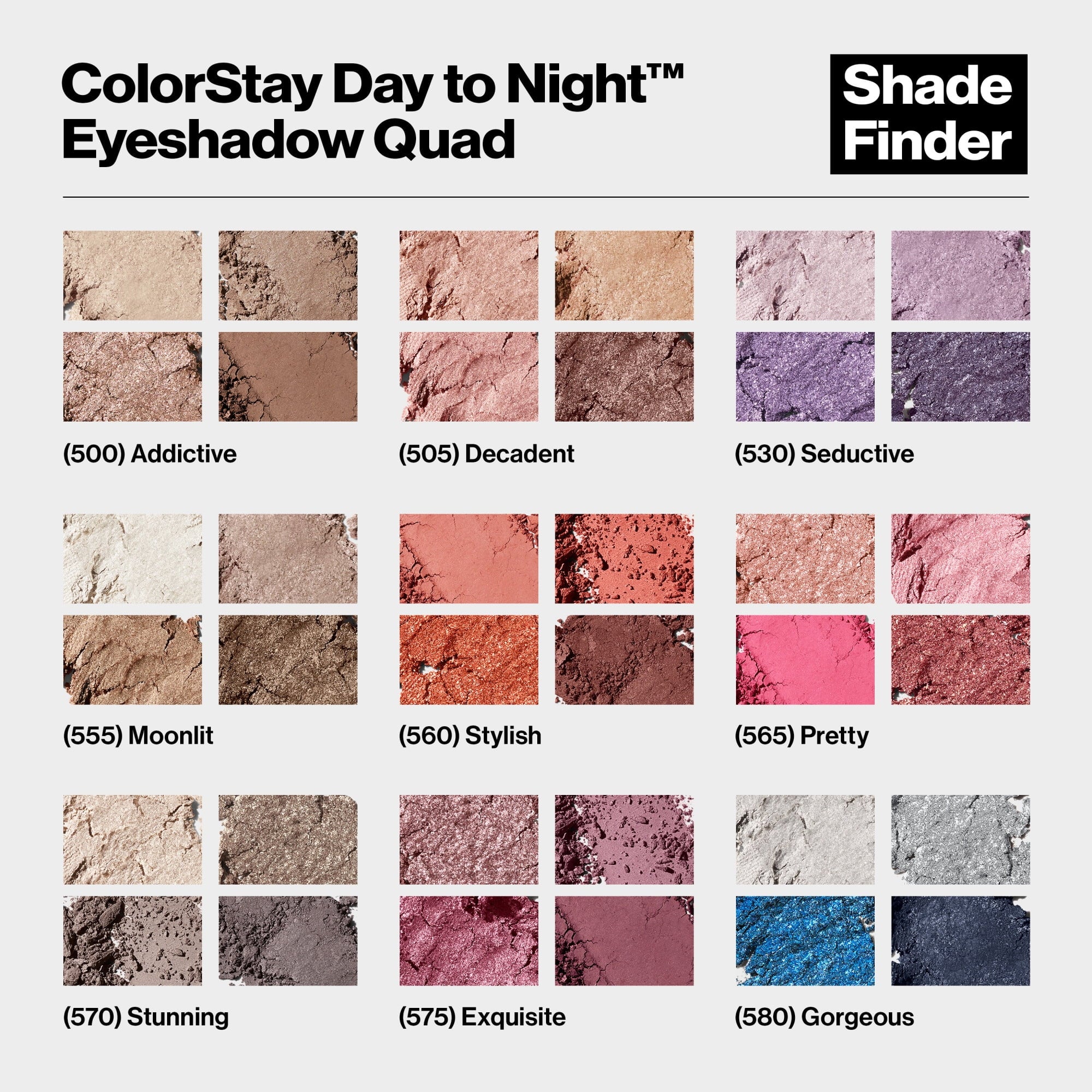 Revlon ColorStay Day to Night Long Lasting Matte and Shimmer Eyeshadow Quad, 500 Addictive, 0.16 oz