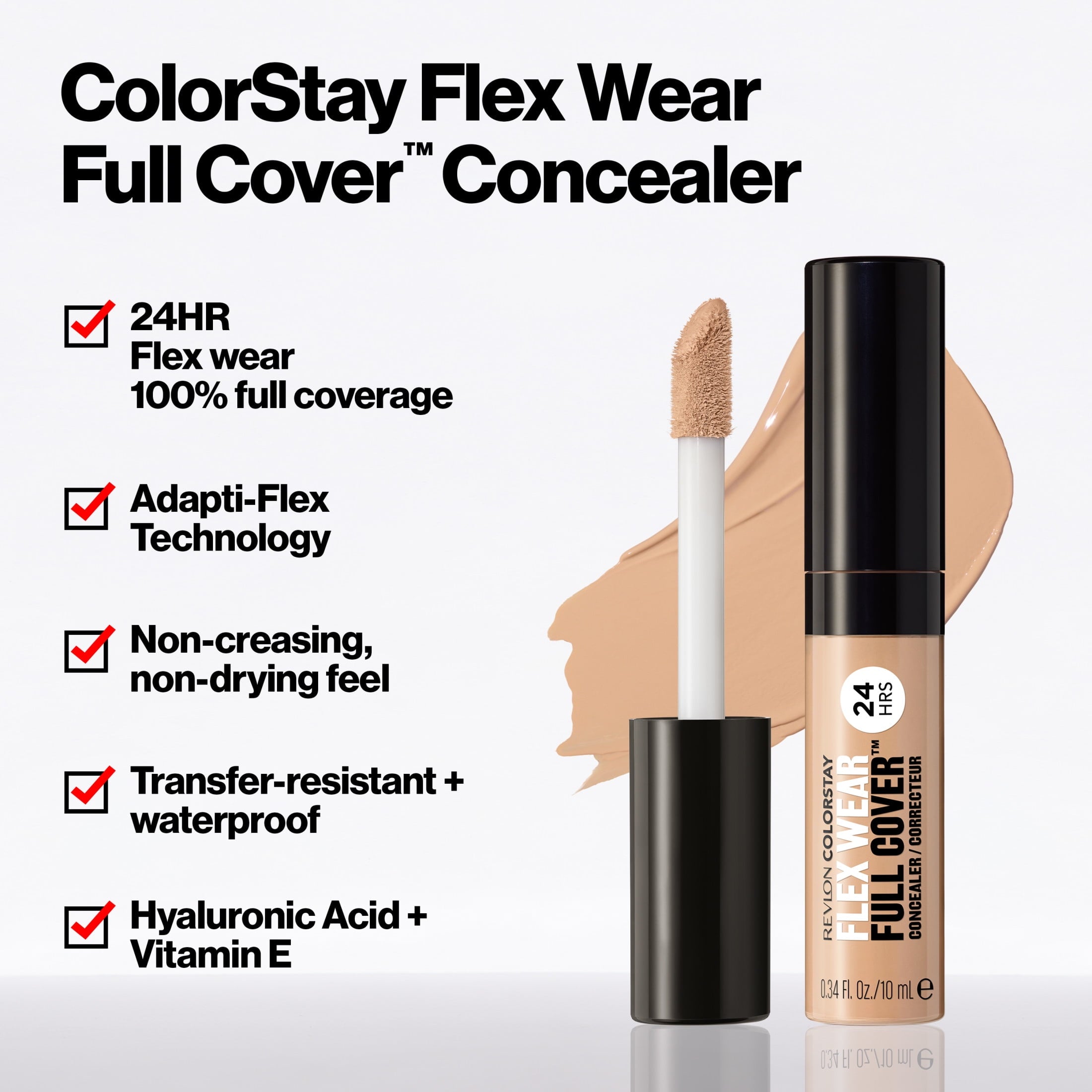 Revlon ColorStay Flex Wear Concealer, Full Coverage, 24HR Wear, 078 Truffle, 0.34 fl oz