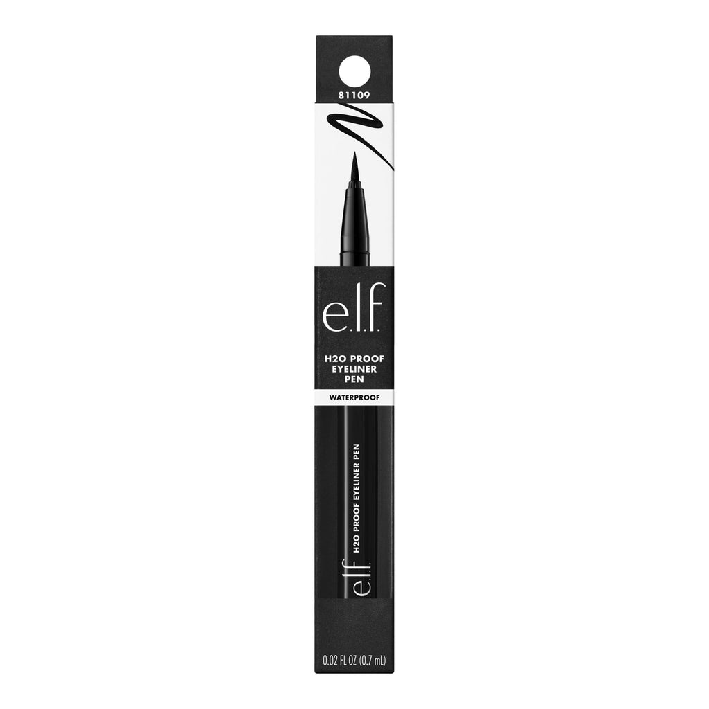e.l.f. H2O Proof Waterproof Eyeliner Pen, Jet Black 81109, 0.02 fl oz