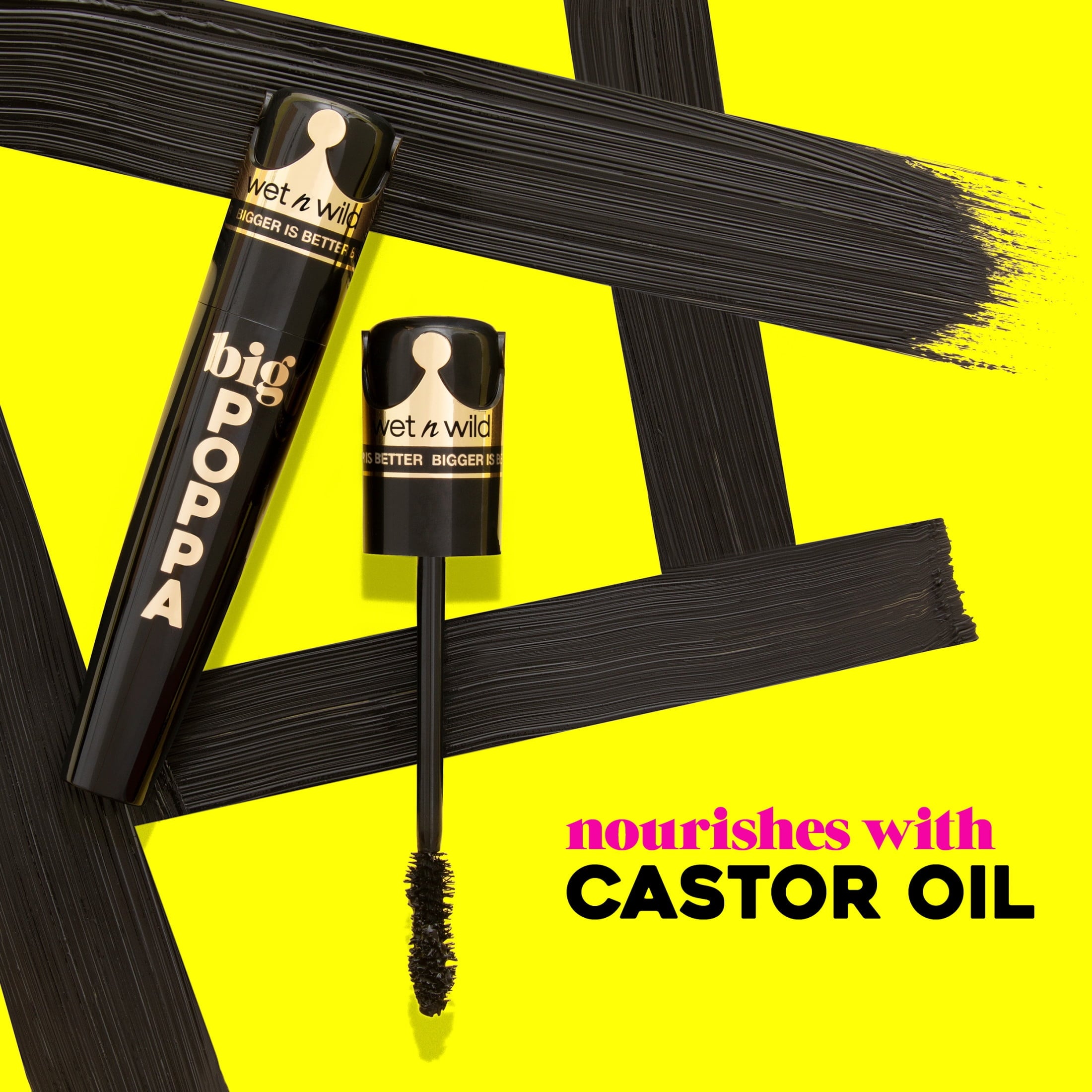 Wet n Wild Big Poppa Waterproof Mascara, Volumizing and Lengthening, Blackest Black, 0.34 fl oz
