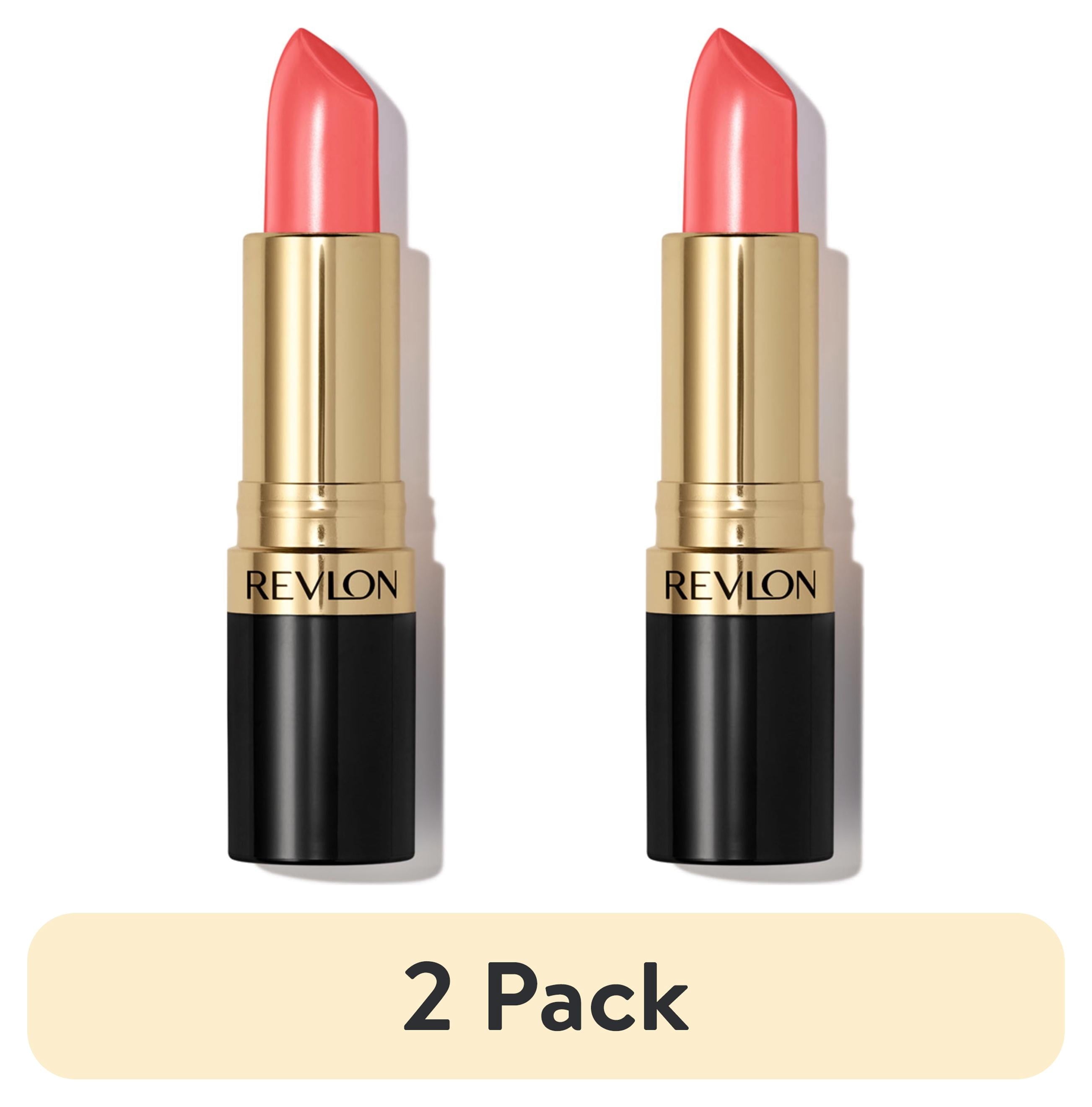(2 pack) Revlon Super Lustrous Creme Lipstick, Creamy Formula, 807 Fire Peach, 0.15 oz