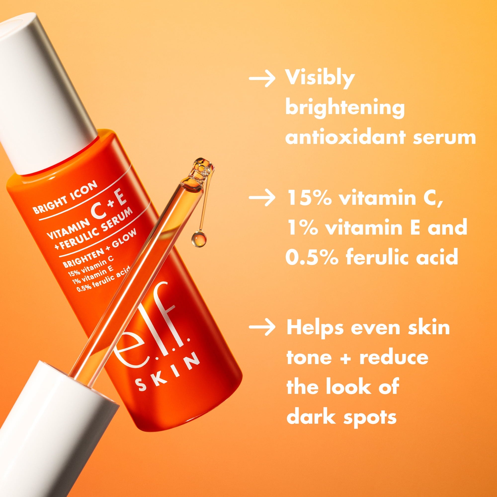 e.l.f. SKIN Bright Icon Vitamin C + E + Ferulic Face Serum, 1 fl oz