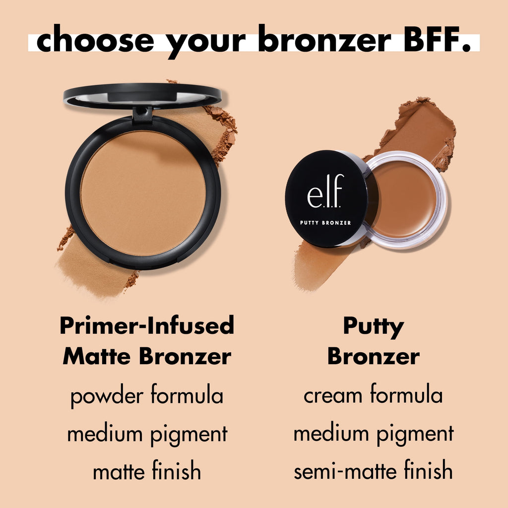 e.l.f. Primer-Infused Matte Bronzer, Tan O'Clock, 0.35oz