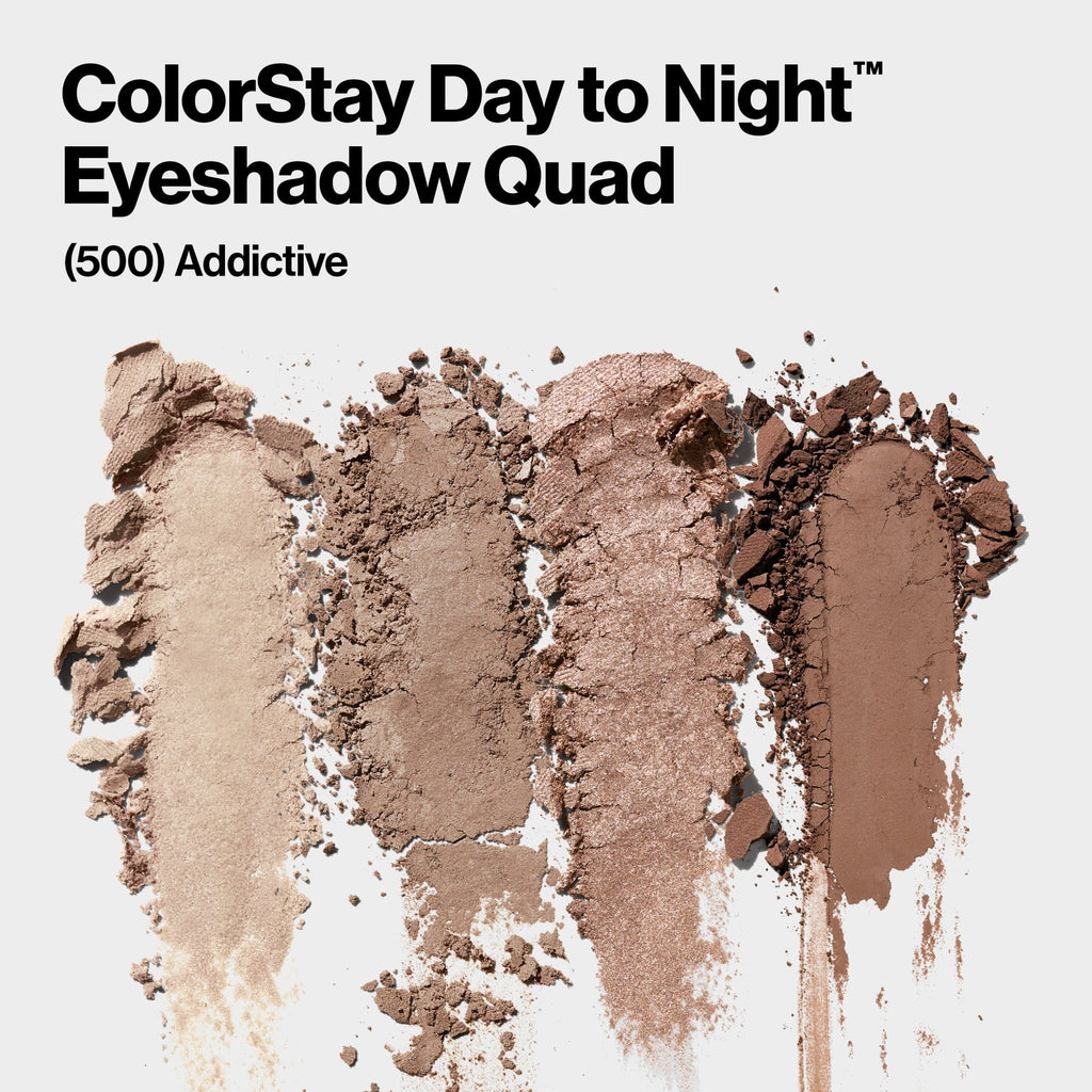 Revlon ColorStay Day to Night Long Lasting Matte and Shimmer Eyeshadow Quad, 500 Addictive, 0.16 oz