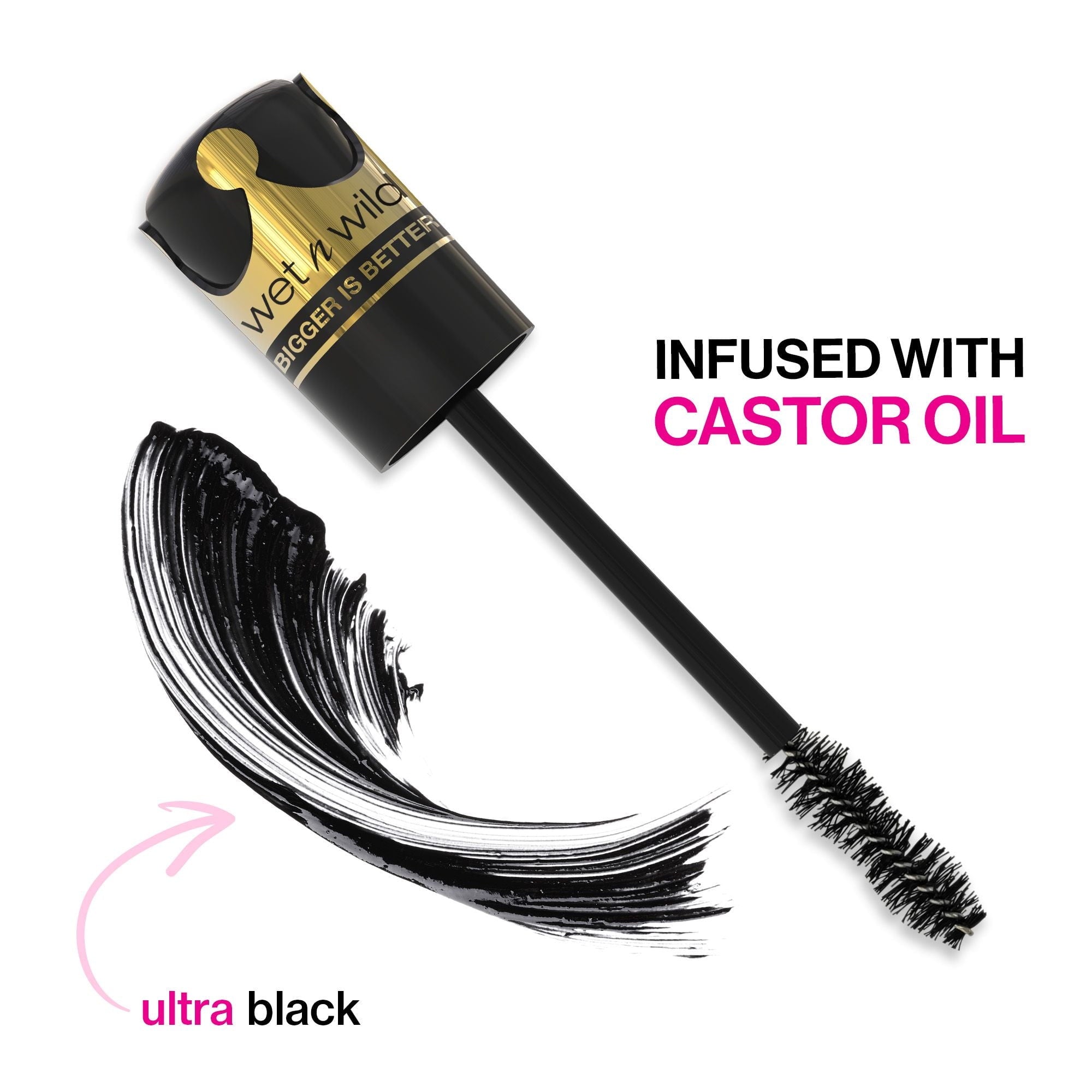 Wet n Wild Big Poppa Waterproof Mascara, Volumizing and Lengthening, Blackest Black, 0.34 fl oz