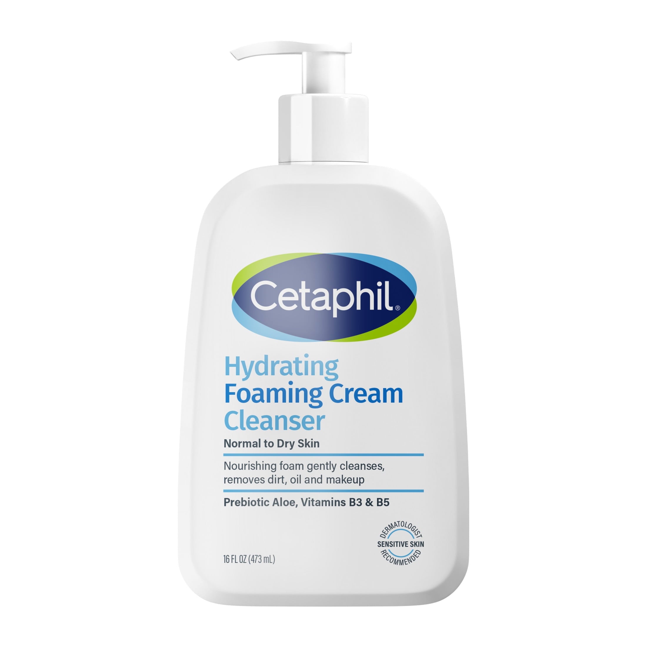 Cetaphil Hydrating Foaming Cream Cleanser for Dry to Normal, Sensitive Skin Face Wash, 16 fl oz