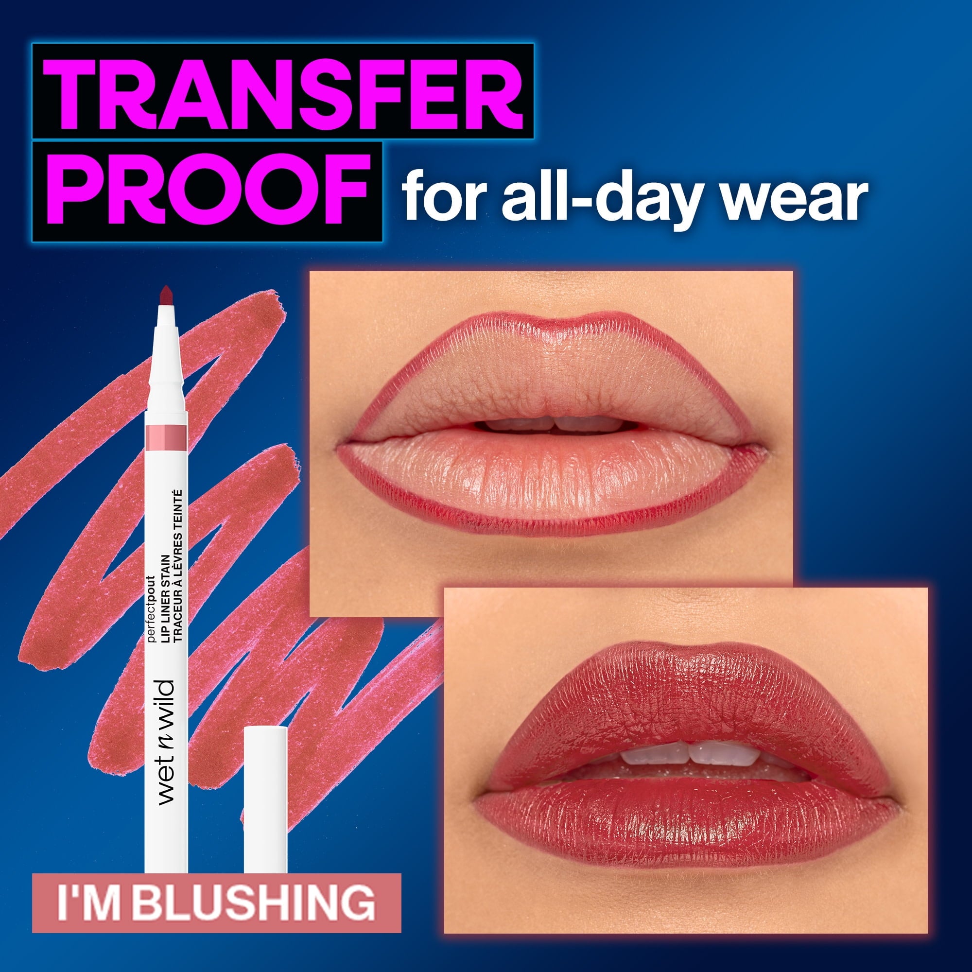 Wet n Wild Perfect Pout Liquid Smudge-Proof Lip Liner Stain, I'm Blushing