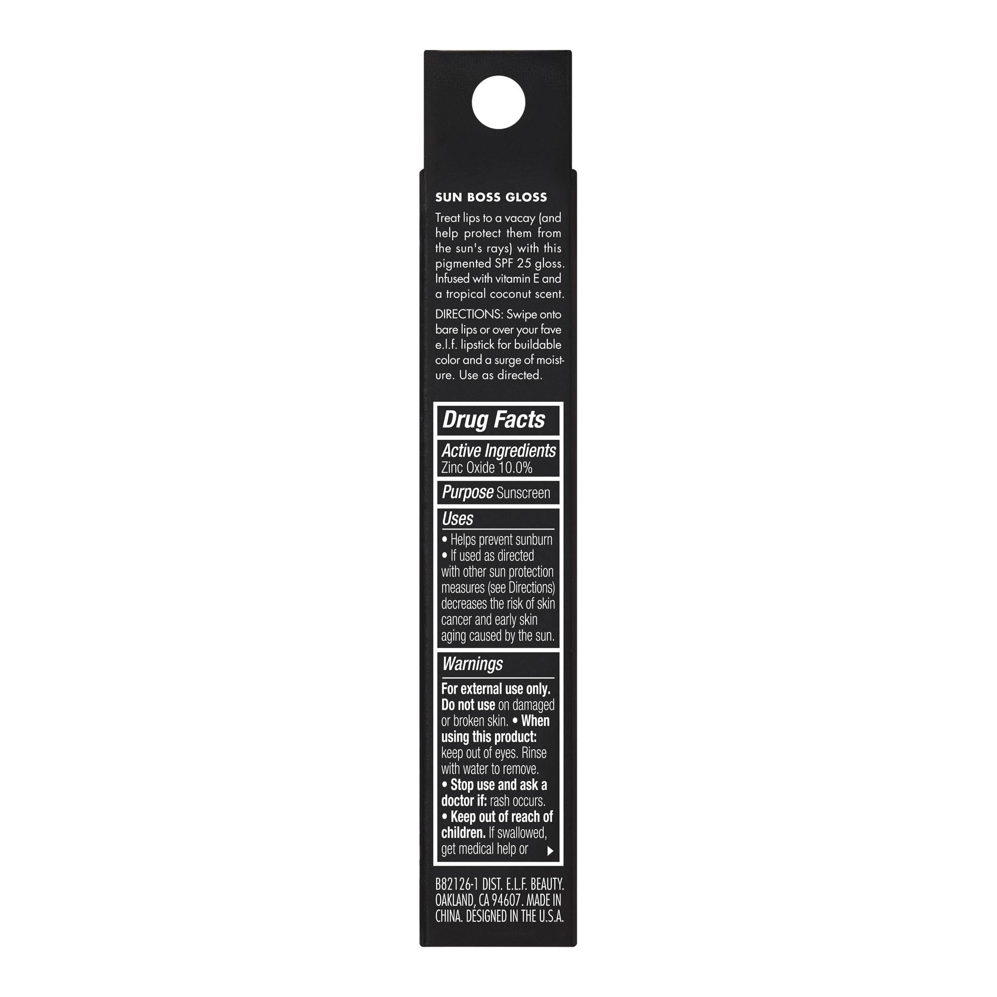 e.l.f. Sun Boss Gloss SPF 25, Pink-Me Girl, 0.13 fl oz
