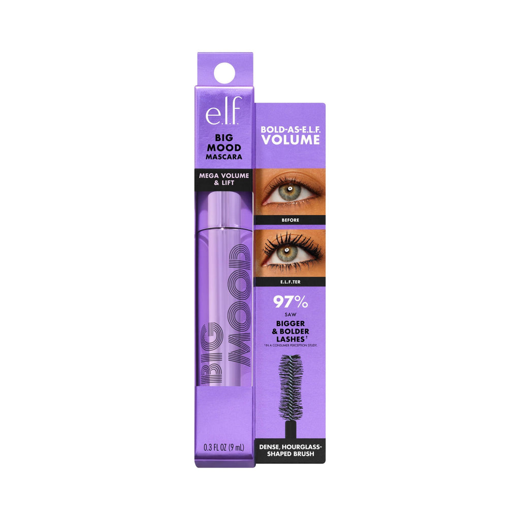 e.l.f. Big Mood Mega Volume & Lifting Mascara, Black, 0.3 fl oz