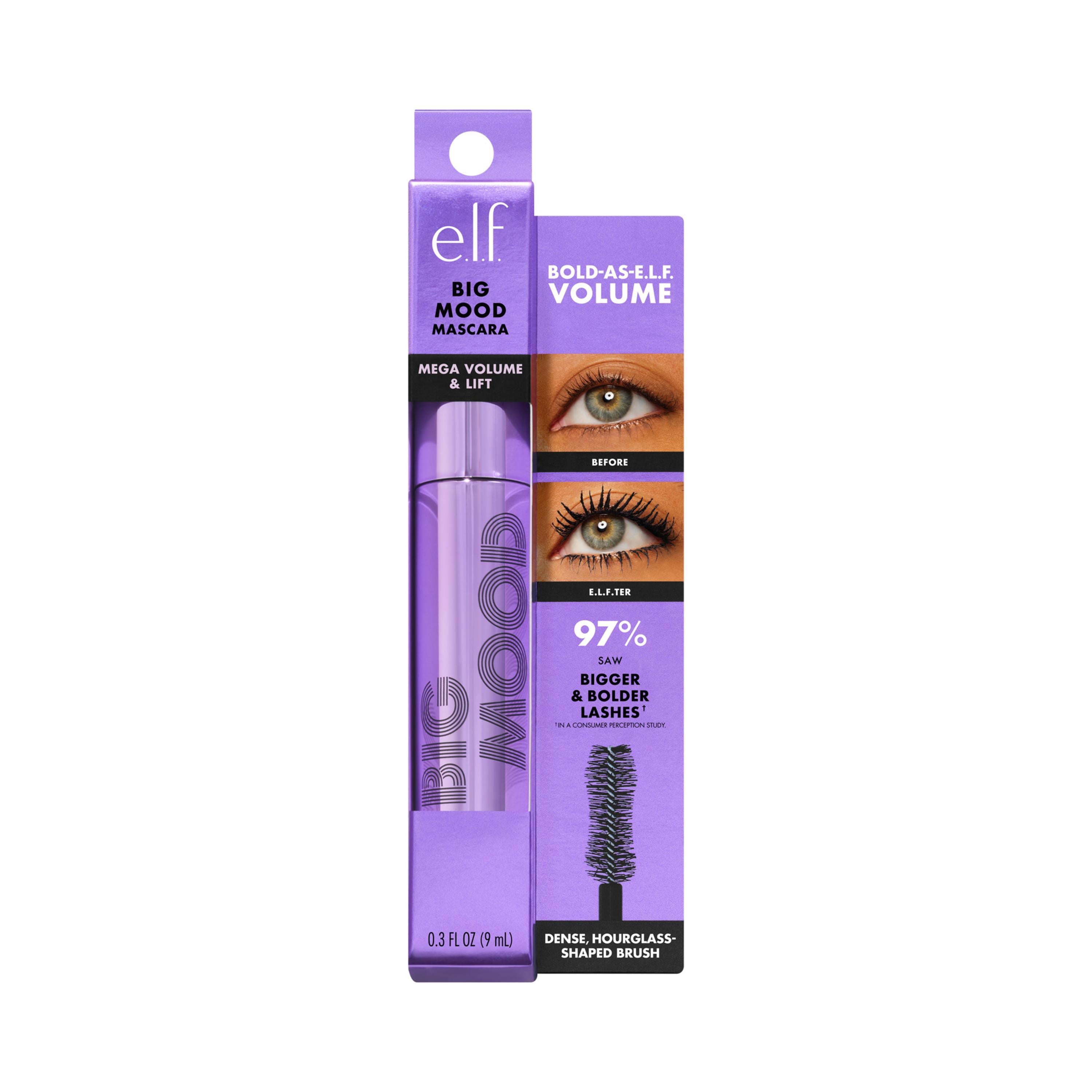 e.l.f. Big Mood Mega Volume & Lifting Mascara, Deep Brown, 0.3 fl oz