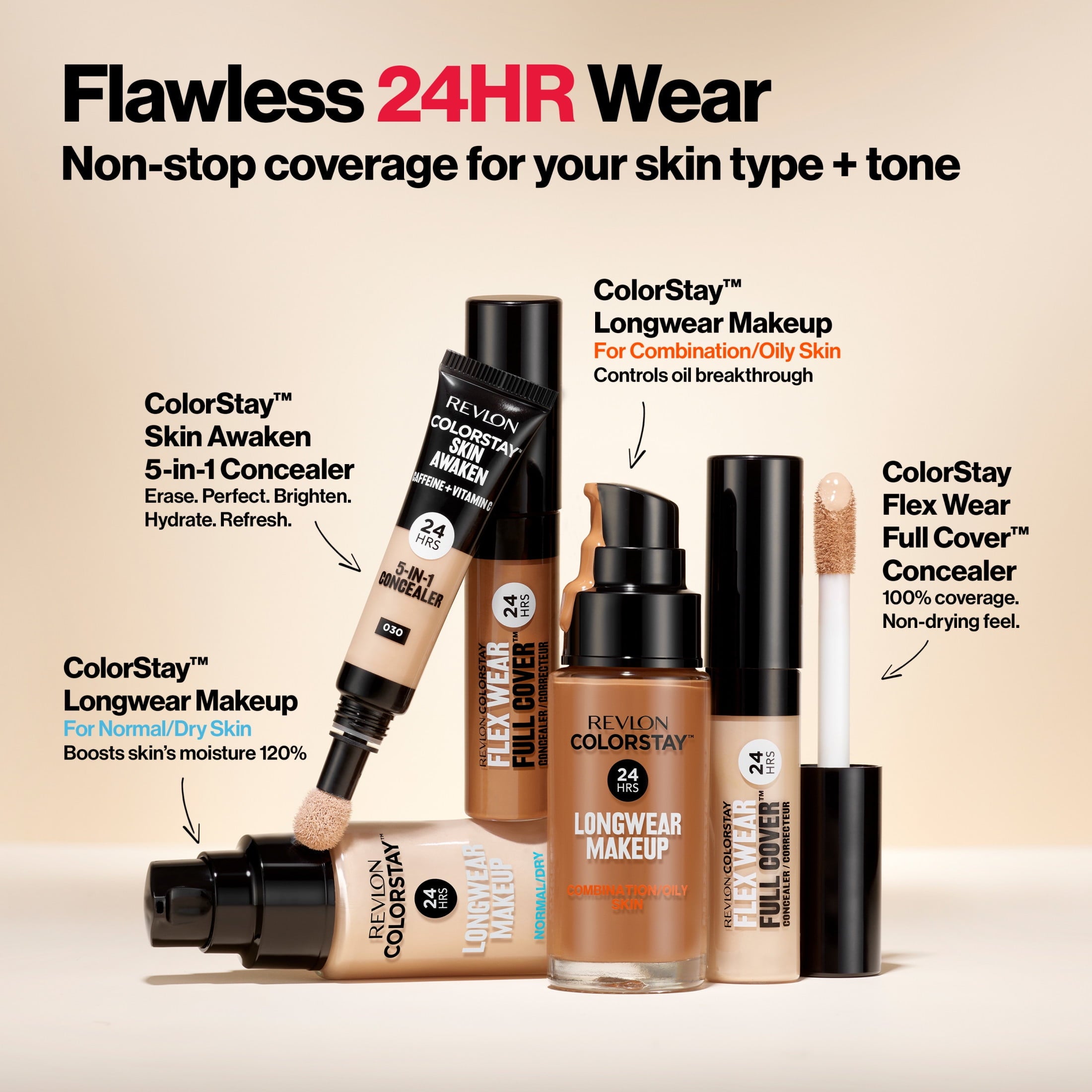 Revlon ColorStay Flex Wear Concealer, Full Coverage, 24HR Wear, 078 Truffle, 0.34 fl oz