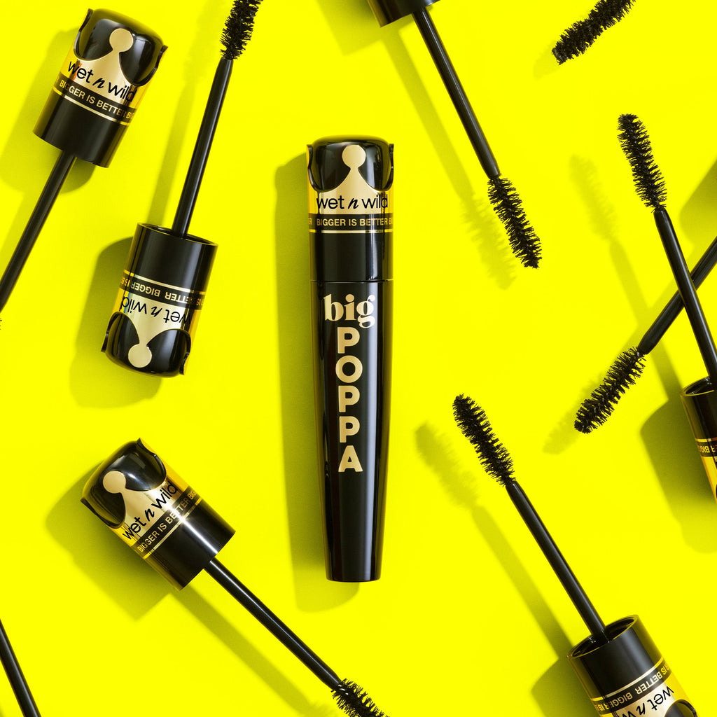 Wet n Wild Big Poppa Waterproof Mascara, Volumizing and Lengthening, Blackest Black, 0.34 fl oz
