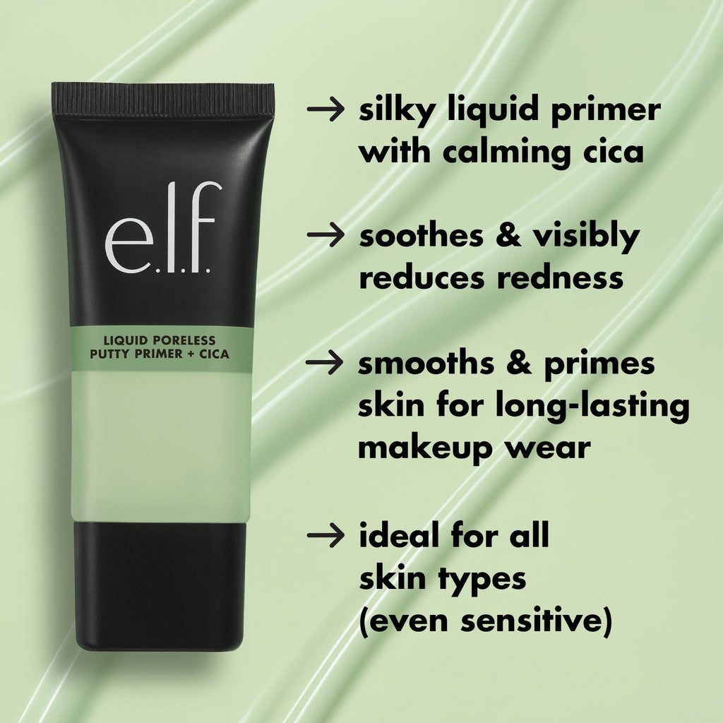 e.l.f. Liquid Poreless Putty Primer + Cica, 0.94 fl oz