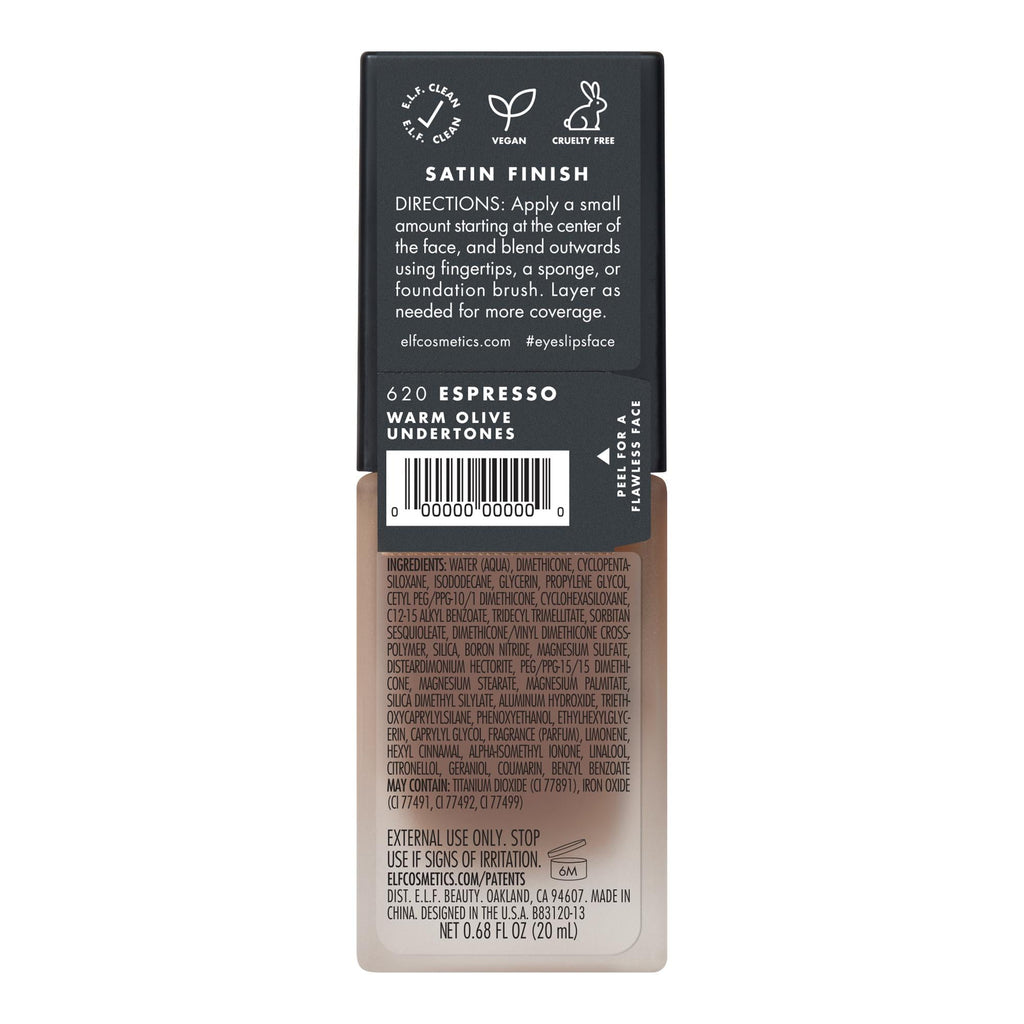 (2 pack) e.l.f. Flawless Satin Foundation, Espresso, 0.68 fl oz
