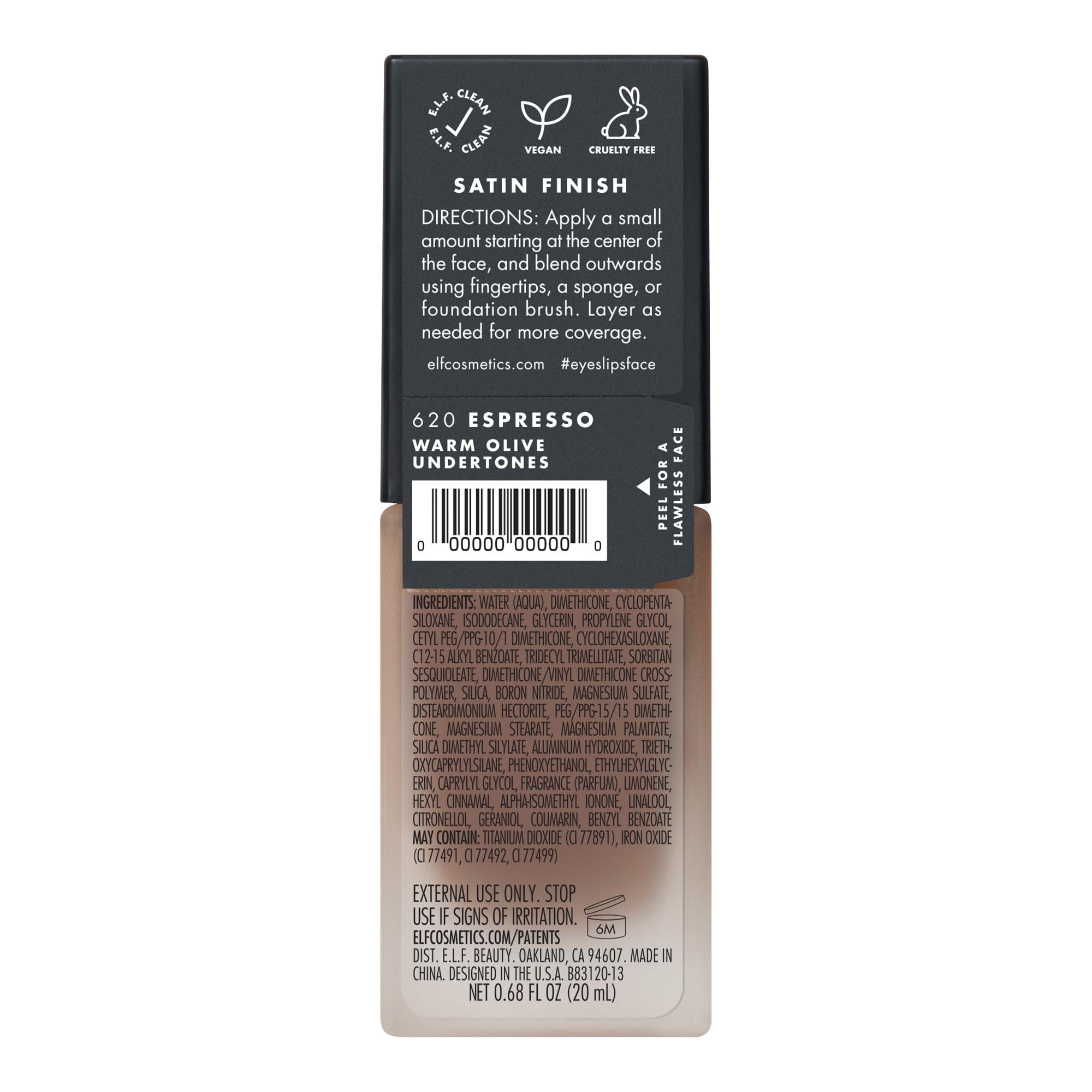 (2 pack) e.l.f. Flawless Satin Foundation, Espresso, 0.68 fl oz