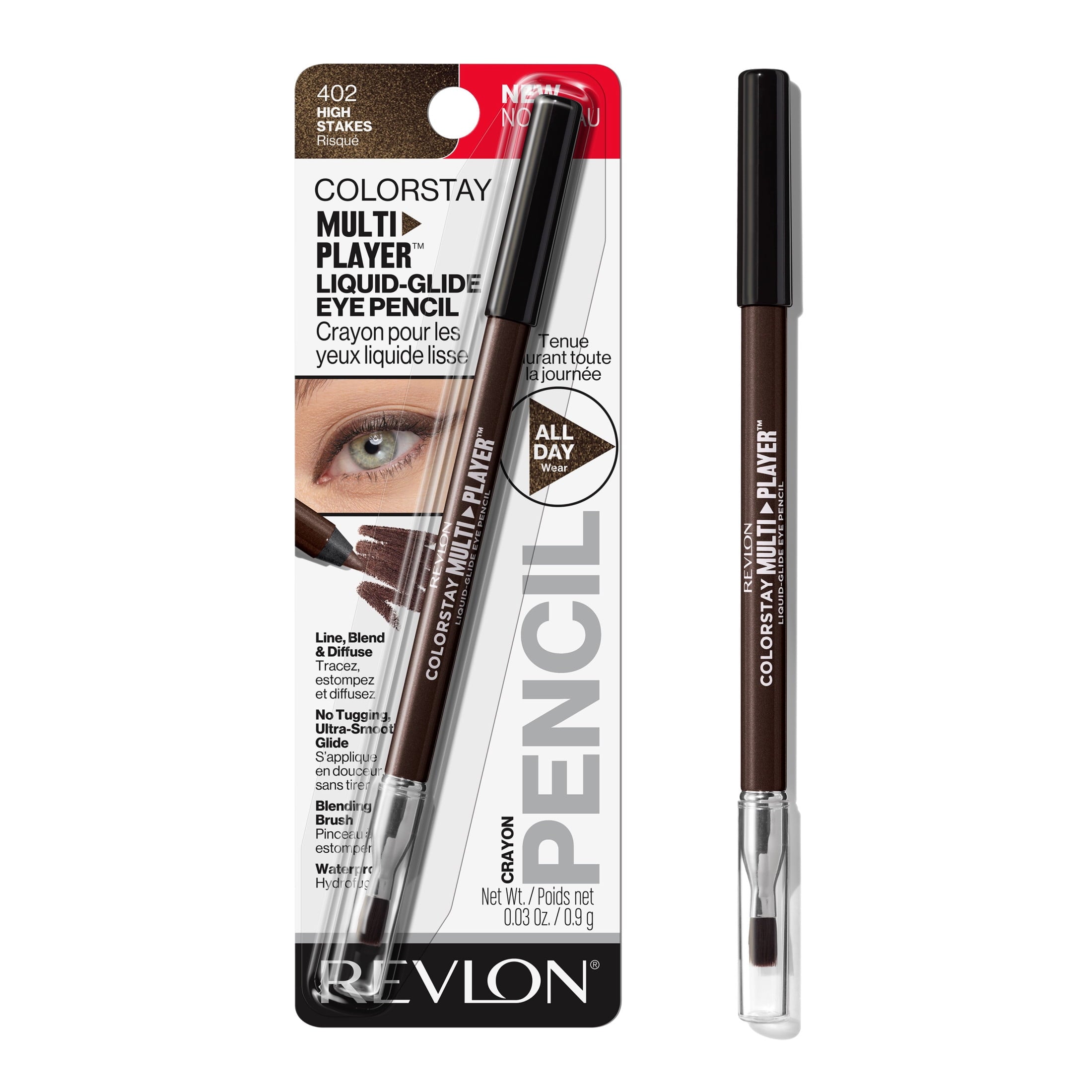 Revlon ColorStay Multiplayer Liquid-Glide Eye Pencil, Waterproof Eye Liner, 402 High Stakes, 0.03 oz