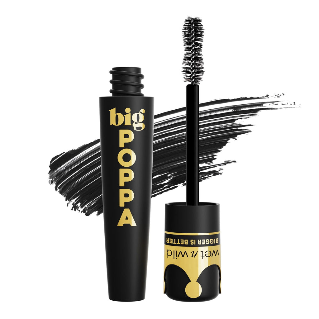Wet n Wild Big Poppa Waterproof Mascara, Volumizing and Lengthening, Blackest Black, 0.34 fl oz