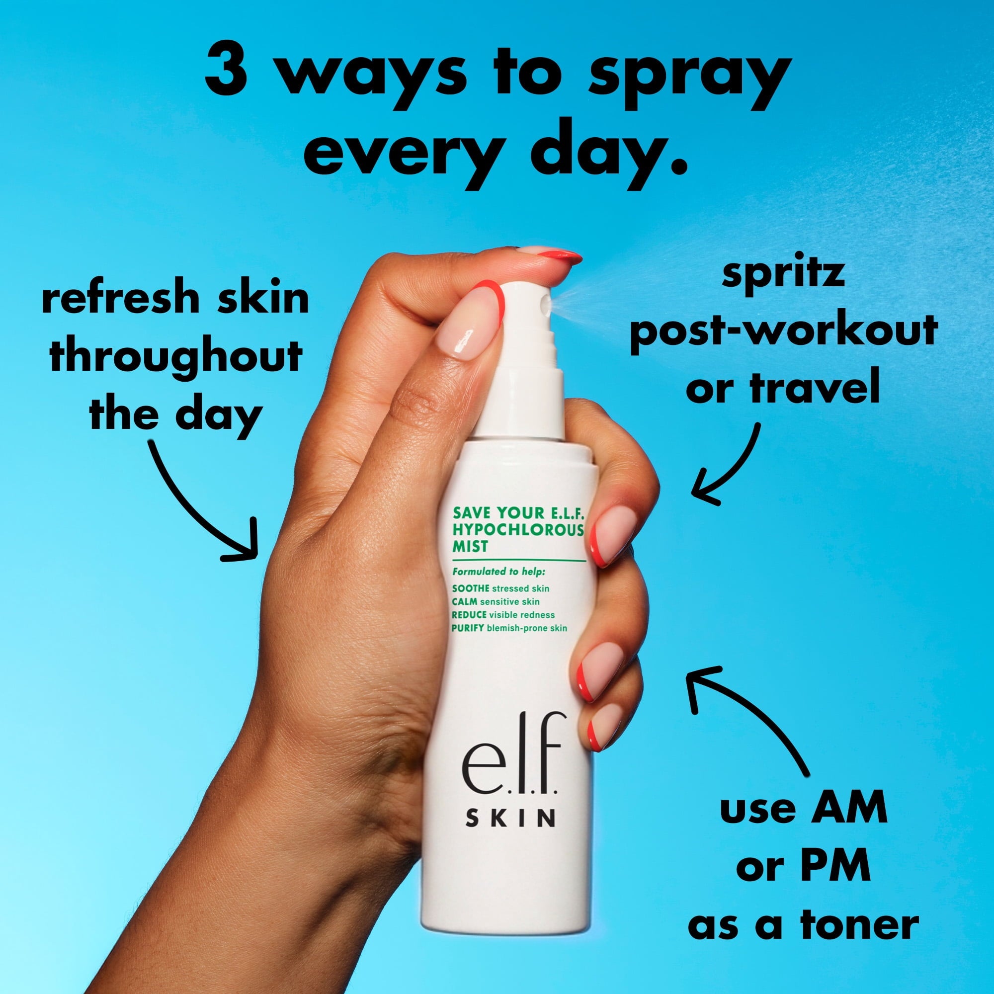 e.l.f. SKIN Save Your E.L.F. Hypochlorous Mist, 3.38 fl. Oz