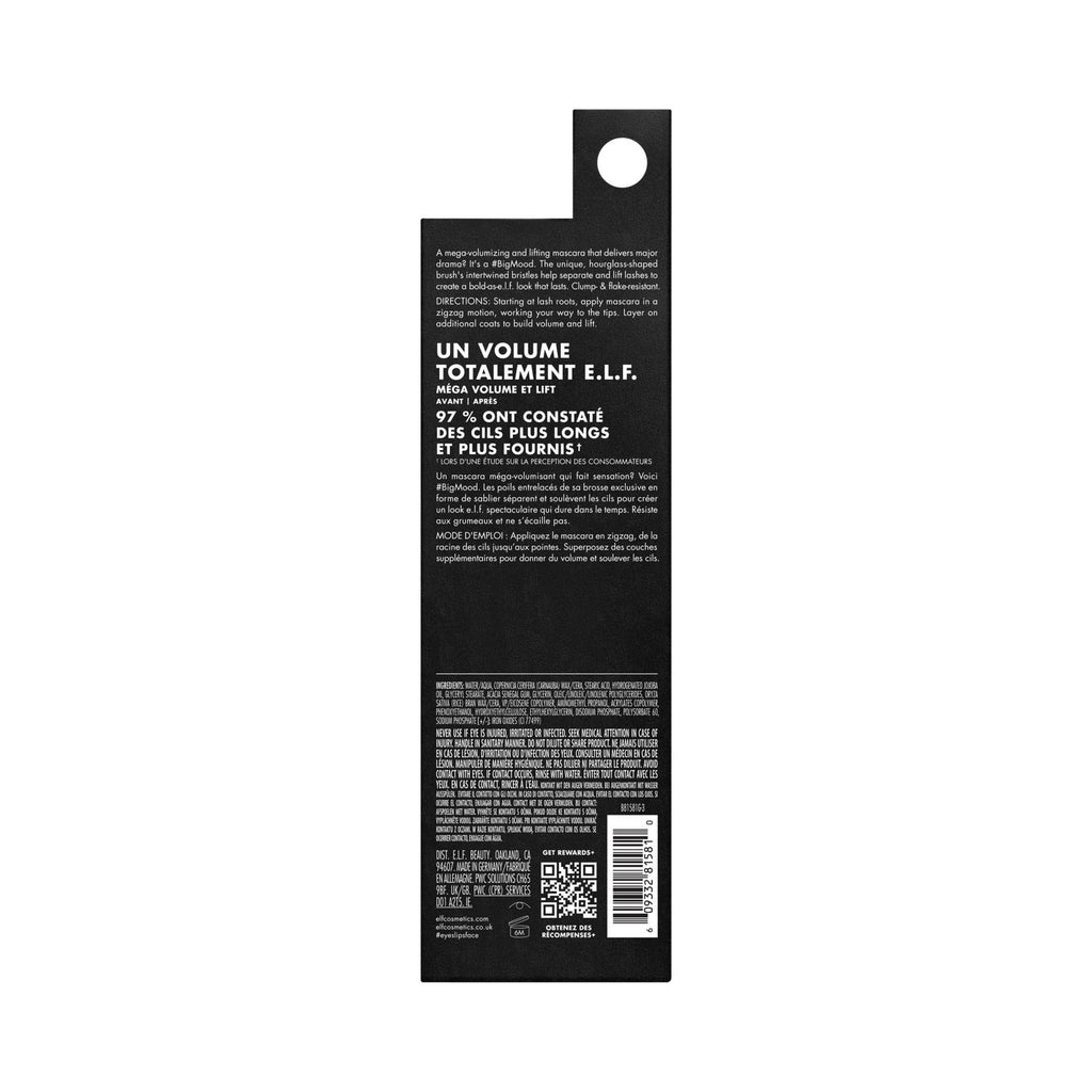 e.l.f. Big Mood Mega Volume & Lifting Mascara, Black, 0.3 fl oz