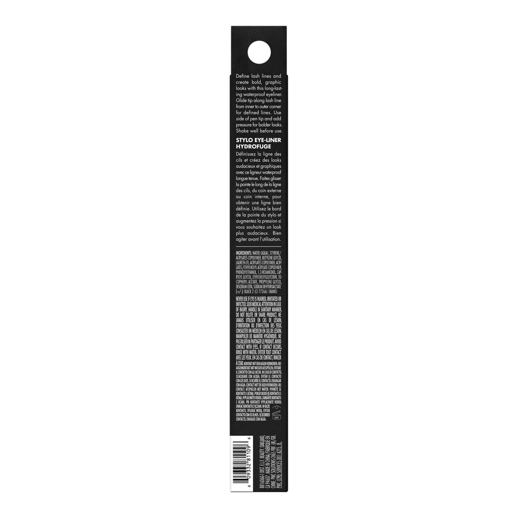 e.l.f. H2O Proof Waterproof Eyeliner Pen, Jet Black 81109, 0.02 fl oz