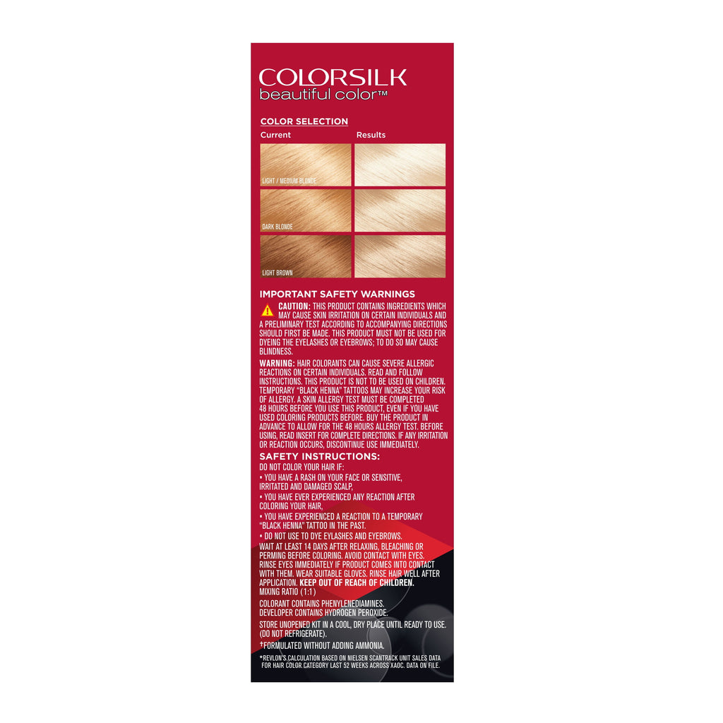 Revlon Colorsilk Beautiful Color Permanent Hair Color 3 Pack, 005 Ultra Light Ash Blonde, 3 Pack