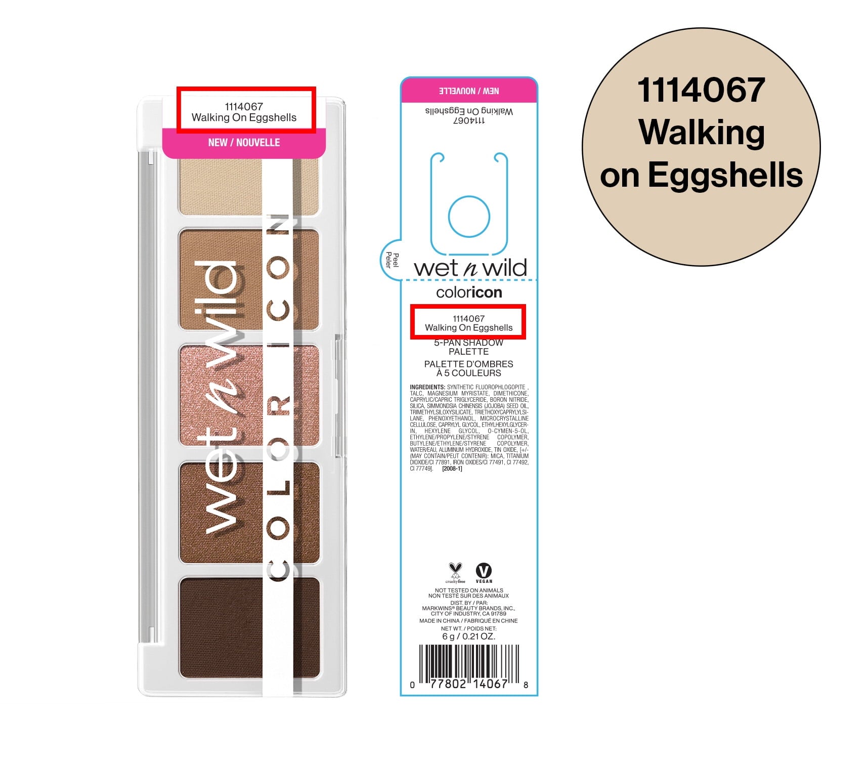 (3 pack) Wet n Wild Color Icon 5 Pan Eye & Face Makeup Palette, Eyeshadow Palette, Walking On Eggshells