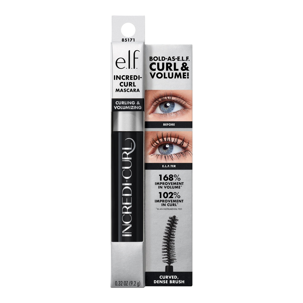 e.l.f. Incredi-Curl Curling & Volumizing Mascara, Pitch Black, 0.32oz