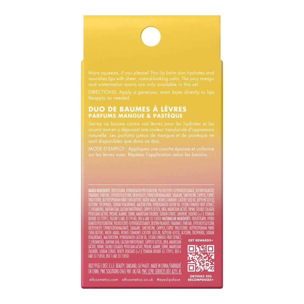 e.l.f. Squeeze Me More Lip Balm Duo, Mango & Watermelon 0.42oz