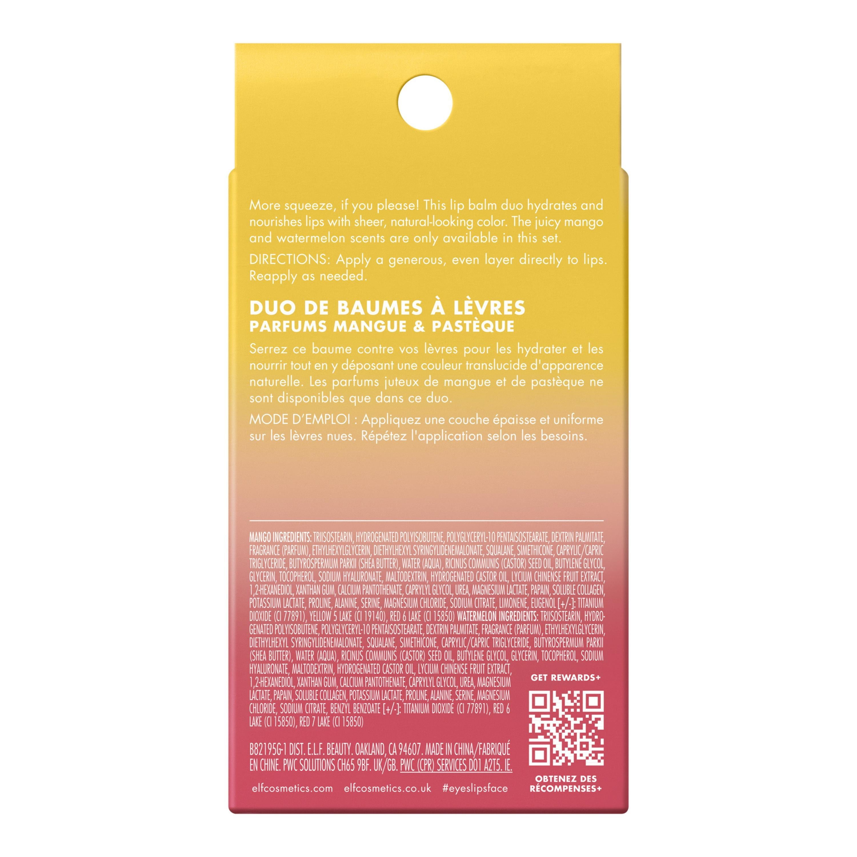 e.l.f. Squeeze Me More Lip Balm Duo, Mango & Watermelon 0.42oz