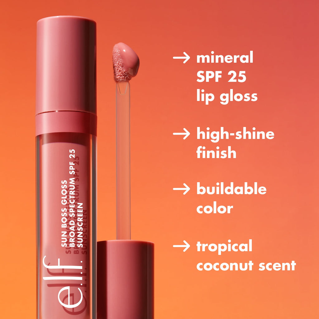 e.l.f. Sun Boss Gloss SPF 25, Pink-Me Girl, 0.13 fl oz