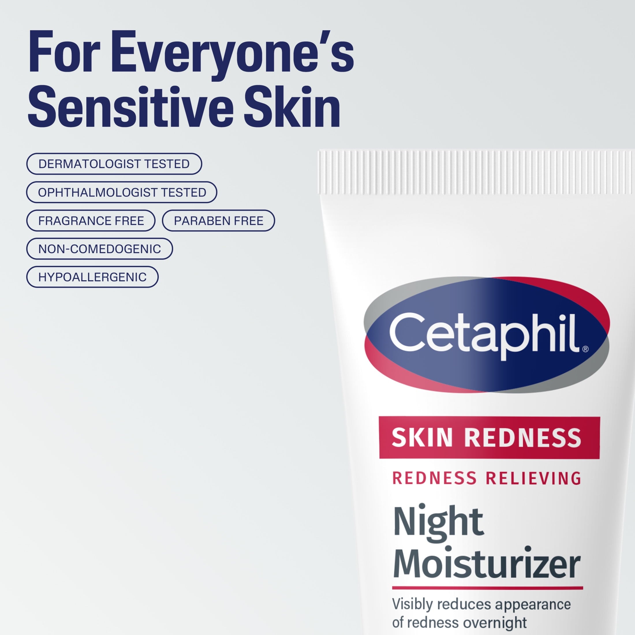 Cetaphil Redness Relieving Night Moisturizer SPF 40 For Dry, Redness-Prone Skin, 1.7 fl oz