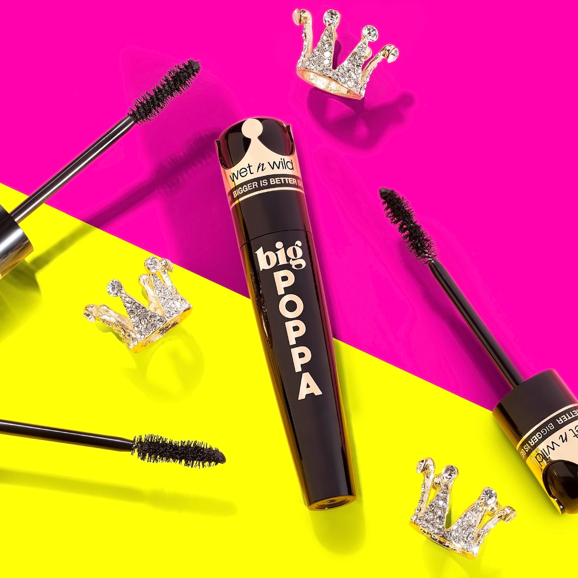 Wet n Wild Big Poppa Waterproof Mascara, Volumizing and Lengthening, Blackest Black, 0.34 fl oz