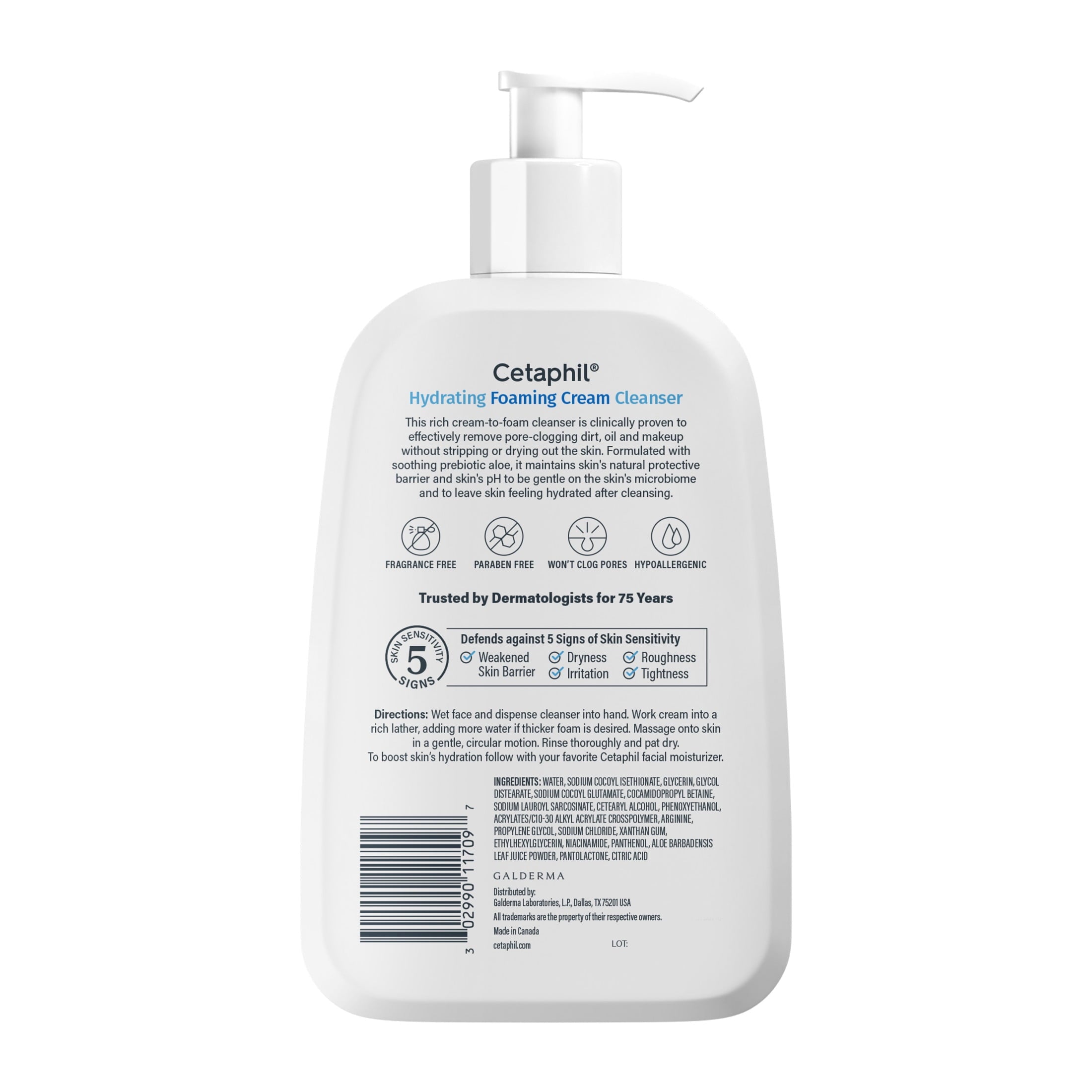 Cetaphil Hydrating Foaming Cream Cleanser for Dry to Normal, Sensitive Skin Face Wash, 16 fl oz