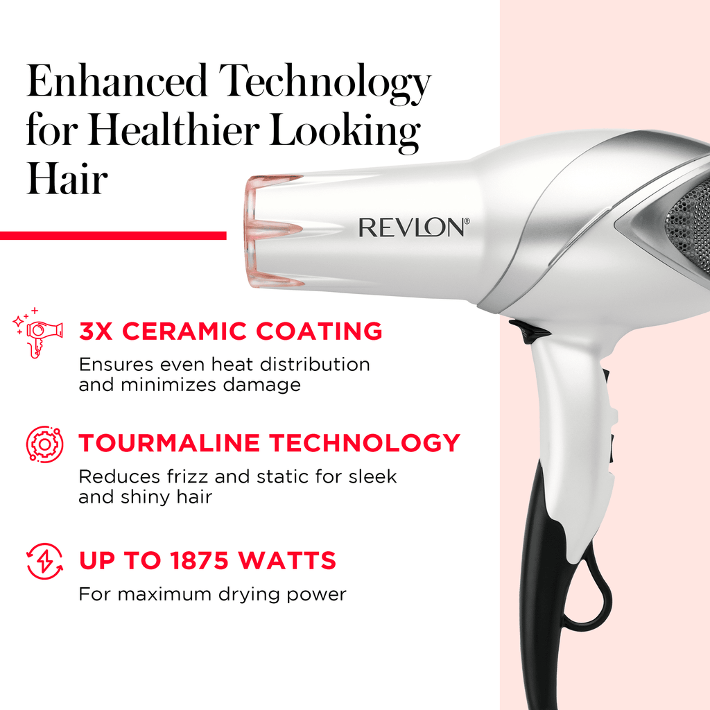 Revlon 1875W Infrared Heat + Ceramic Hair Dryer, White