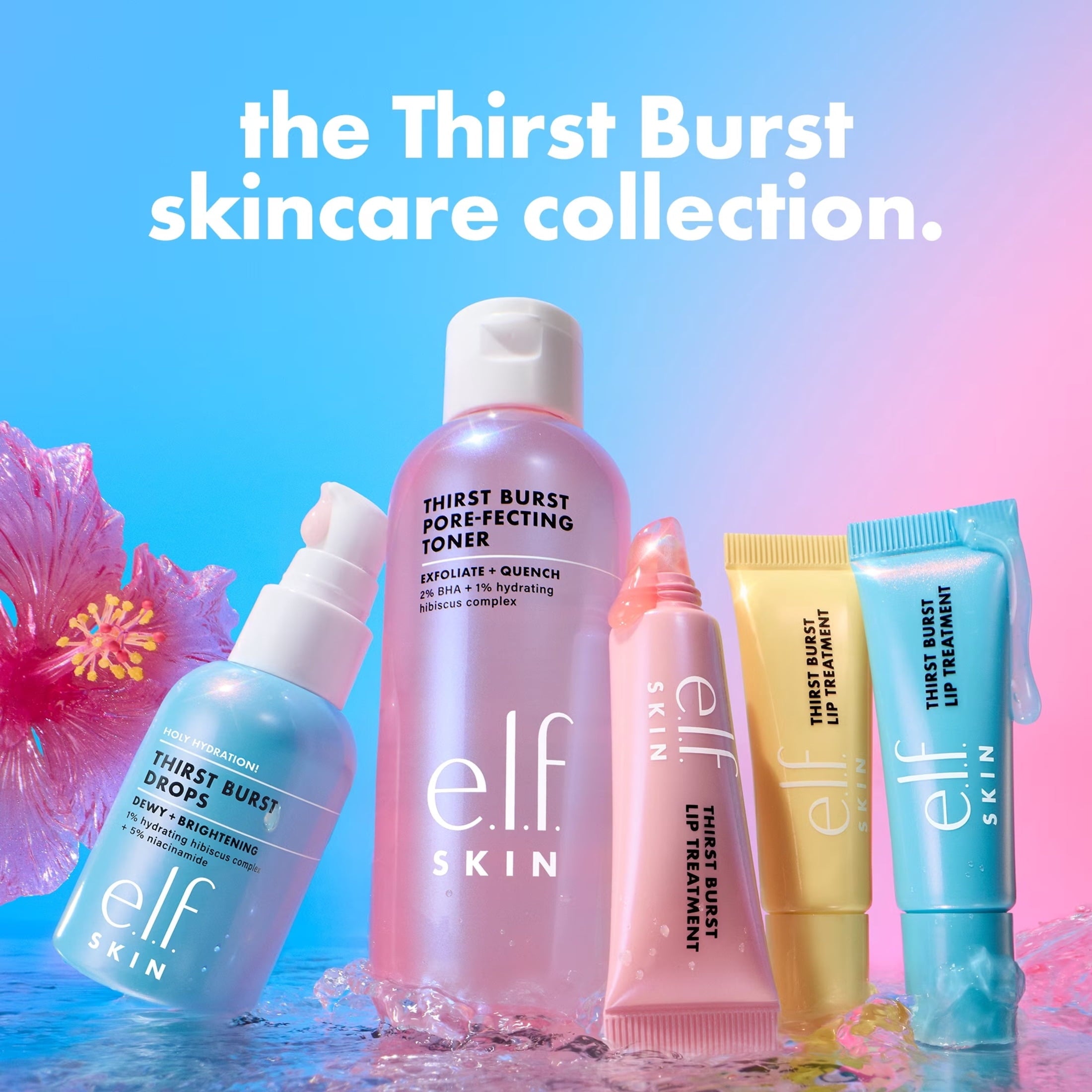 e.l.f. SKIN Thirst Burst Lip Treatment, Sheer Blue Hibiscus, 0.35 oz